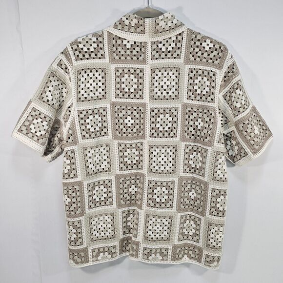 Abercrombie & Fitch Granny Square Crochet Button Shirt Men’s Small - Picture 3 of 7